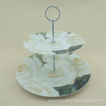 2-tire Pure Floral Porcelain Cake Stand, Ideal for Afternoon Tea Time, Dishwasher Safe